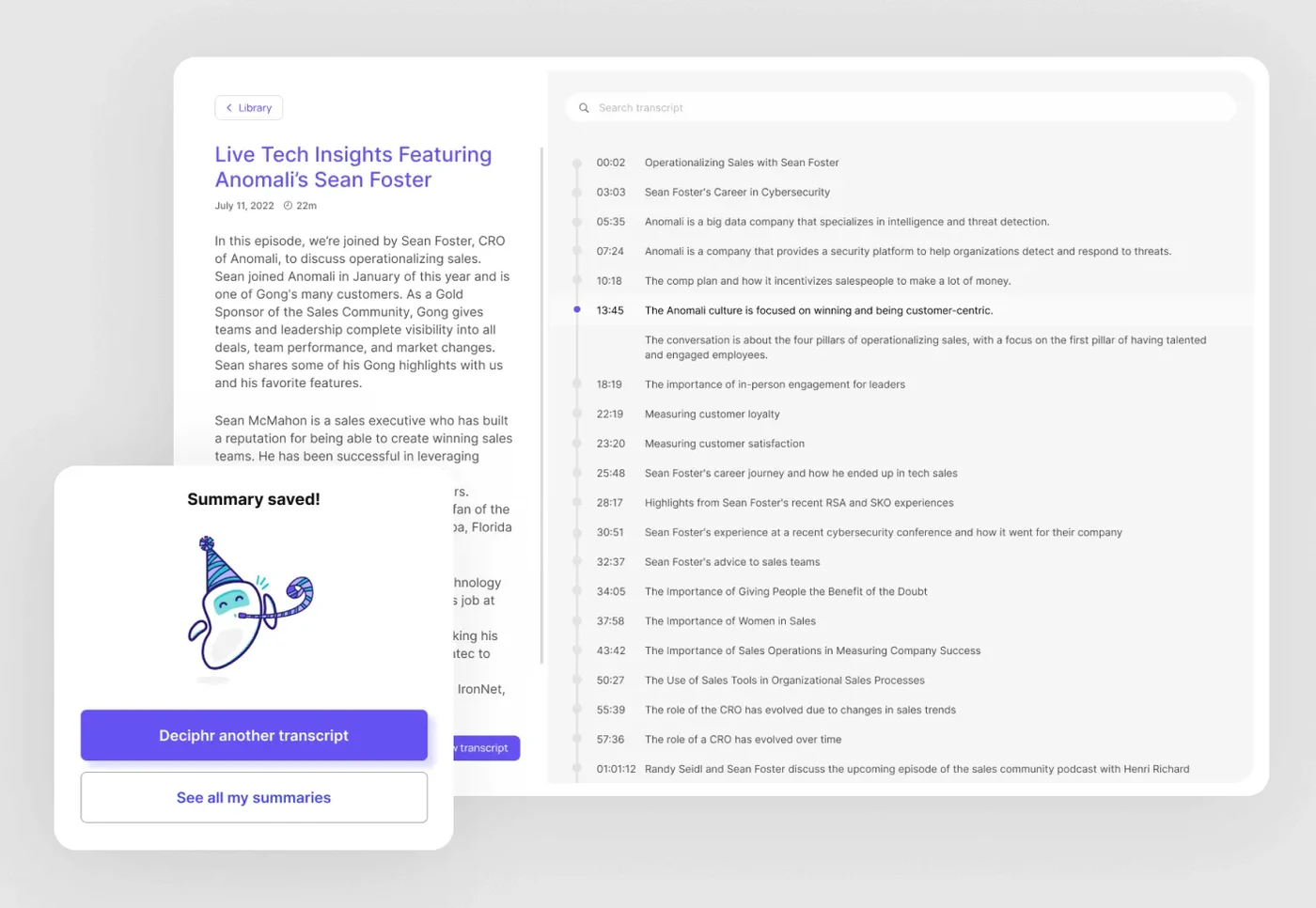 Deciphr AI production interface and dashboard screenshot