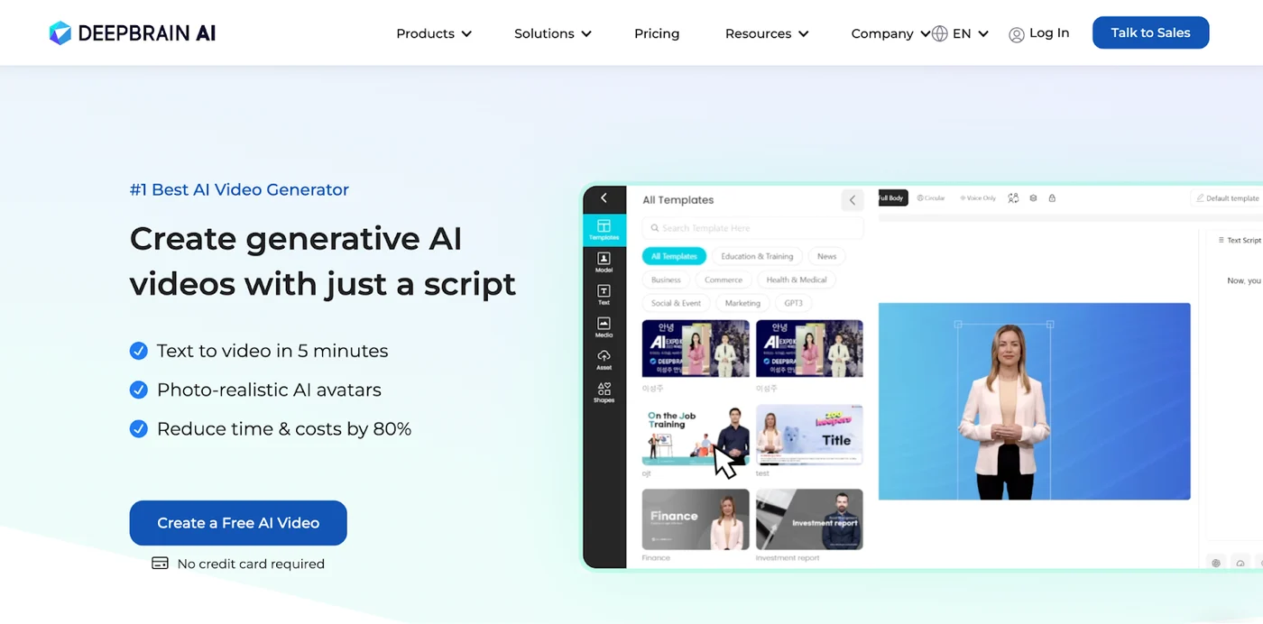 DeepBrain AI production interface and dashboard screenshot