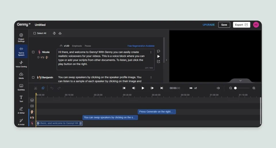 Lovo.ai production interface and dashboard screenshot
