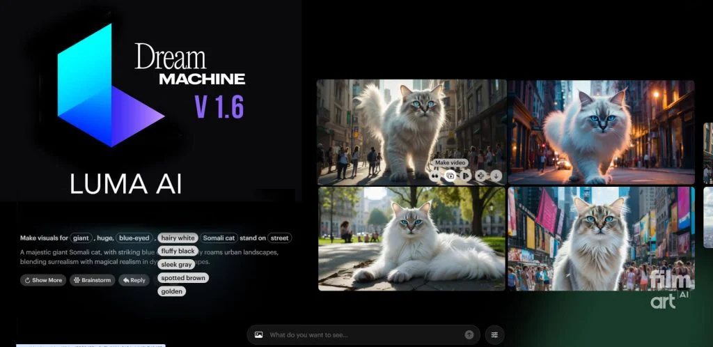 Luma Dream production interface and dashboard screenshot
