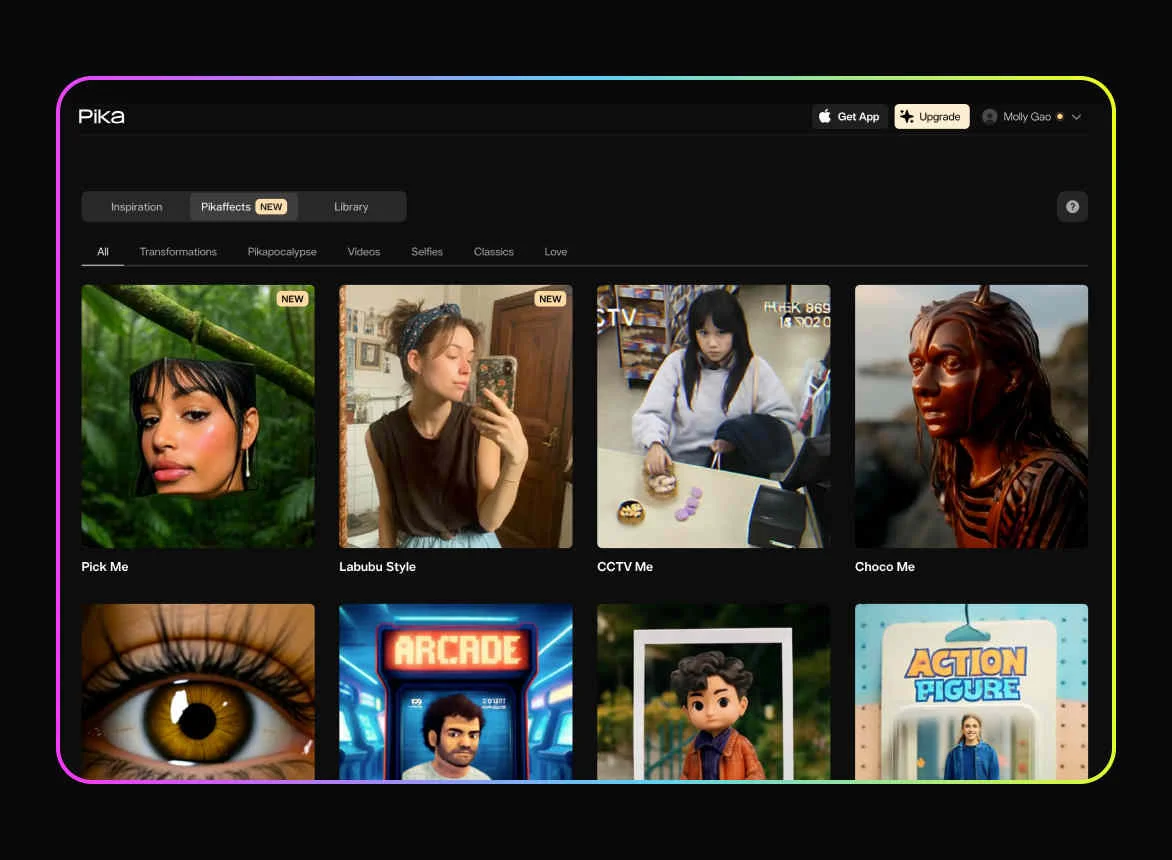Pika 2.0 production interface and dashboard screenshot