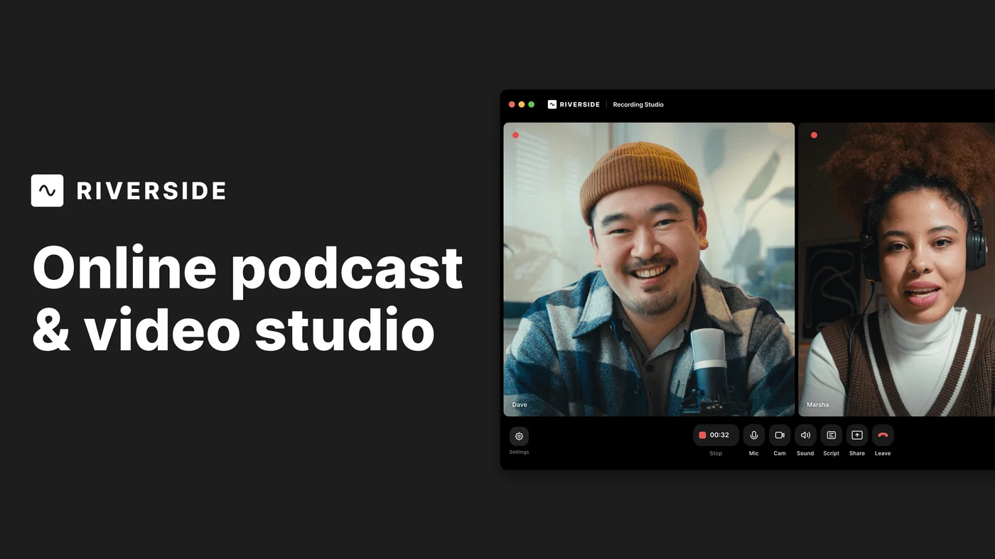 Riverside.fm production interface and dashboard screenshot