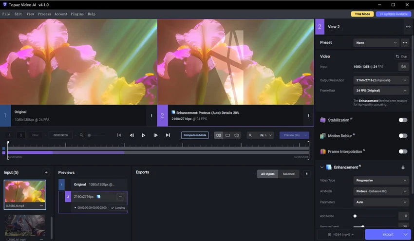 Topaz Video production interface and dashboard screenshot